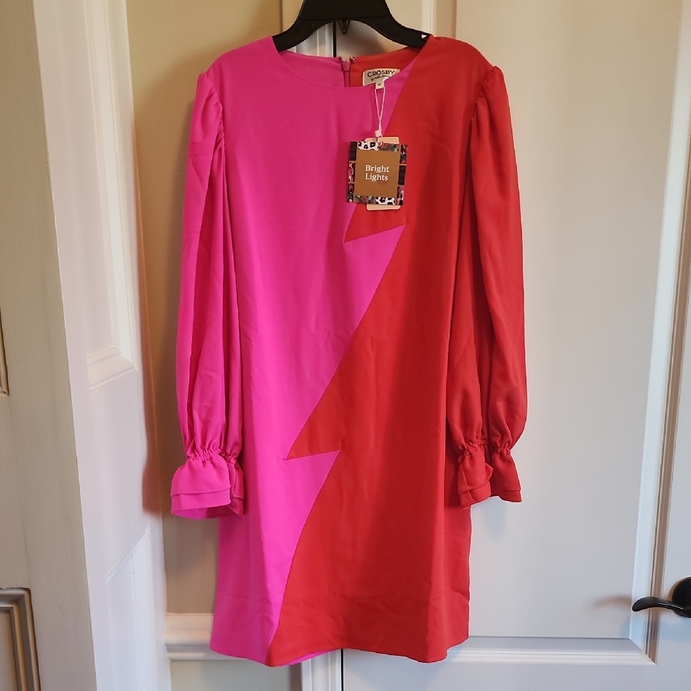 CROSBY by Mollie Burch Pink and Red Long Sleeve Dress